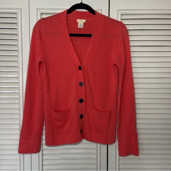 JCREW Bright Pink Merino 100% Cashmere Cardigan sweater Size XS - Picture 1 of 8